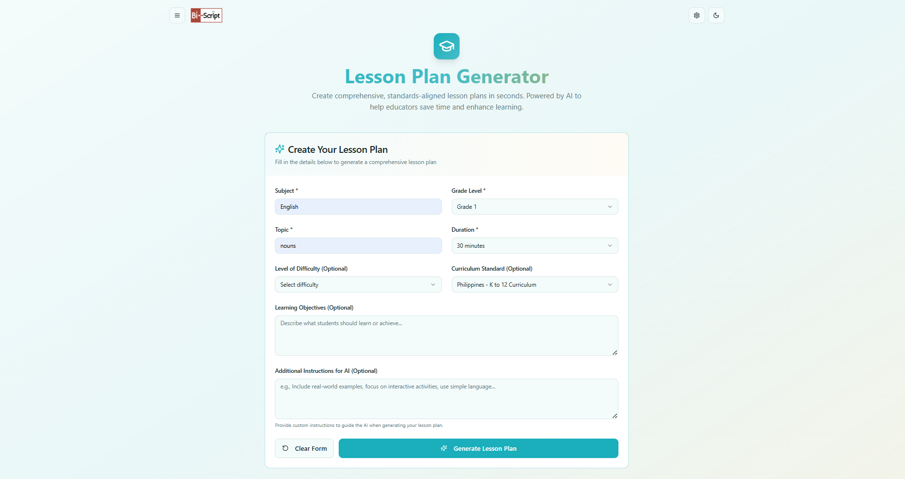 Lesson Plan Generator